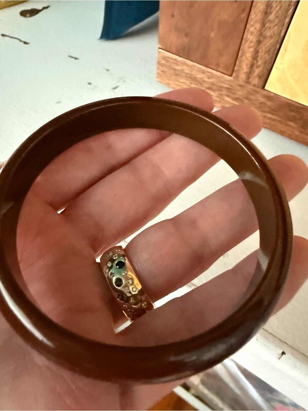 Brown Resin Bangle Bracelet - Classic Women's Accessory